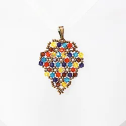 Pendant 40cm - Xochitl Grapes-Yellow Organza - Pendant 40cm - Laiton bronze